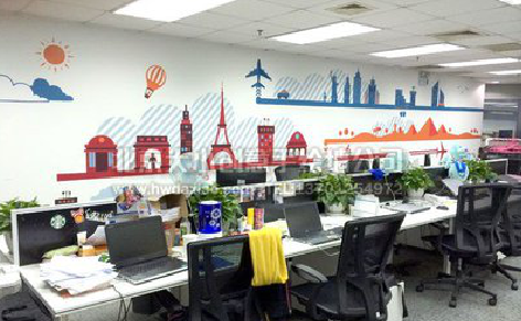 清丰教你设计办公室墙绘的方法。